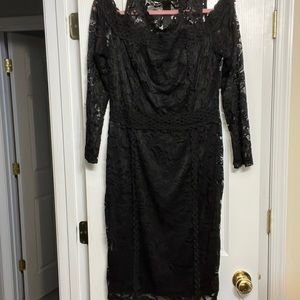 Black laced cutout shoulder dress; worn twice.